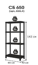 Стеллаж пластиковый СБ 650.4 черный