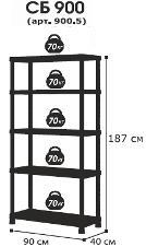 Стеллаж пластиковый СБ 900.5 черный