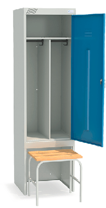 Шкаф для раздевалок с выдвижной скамейкой ШРЭК 21-530 ВСК